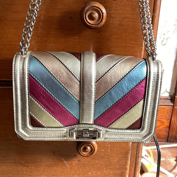 Rebecca Minkoff metallic chevron crossbody/shoulder bag - Picture 1 of 12